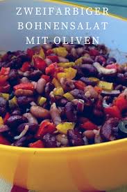 Zweifarbiger Bohnensalat Mit Oliven Herzenskochin Rezept Bohnensalat Salat Lebensmittel Essen
