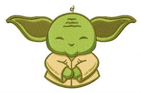 3'' baby yoda drinking soup embroidered iron on and sew on patch badge. Cute Yoda Embroidery Design 3