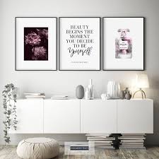 The color strikes a balance between luxury and fashion, and the shade itself matches everything. Chanel Print Set Of 3 Rose Gold Room Decor Gold Room Decor Wall Decor Bedroom