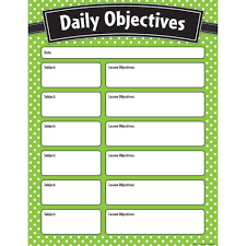 Lime Polka Dots Daily Objectives Chart