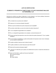 (liste des employés d'une entreprise). Liste De Verification Elements A Prendre En Compte Dans Le Plan D Assurance Modeles Exemples Pdf Biztree Com