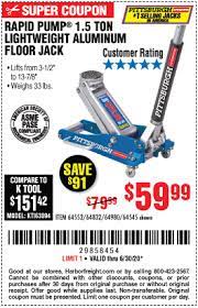 Harbor freight discount promo codes july 2021. Pittsburgh 1 5 Ton Aluminum Rapid Pump Racing Floor Jack For 59 99 Harbor Freight Coupons