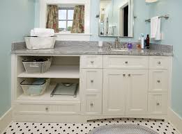 Leather granite white vanity bathroom honed granite countertops bathroom renovation designs countertops honed granite granite bathroom dark backsplash and countertop with grey cabinets. White Vanity With Shelves Grey Counter Top Custom Wooden Cabinets And Furniture
