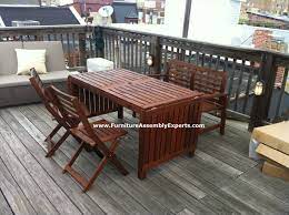 ikea applaro patio table bench and 2 chairs assembled in baltimore md in a customer rooftop deck by fu ikea patio ikea patio furniture ikea furniture assembly