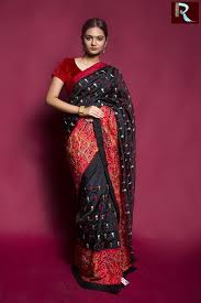 Black And Red Combination Designer Saree Designer Silk Saree With Black And Orange Combination Designer Silk Sarees Saree Designs Saree
