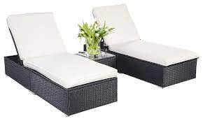 Benefits of outdoor wicker chaise lounges wicker is a very lightweight material, so it is ideal for pieces that you may want to move around your patio quite often. Outdoor Patio Chaise Lounge Chair Wicker Rattan 3 Piece Black Contemporary Outdoor Chaise Lounges By Affordablevariety Houzz