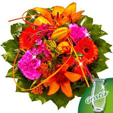 Blumenstrauss Flamenco Mit Vase Geburt Blumenstrauss Blumen Online Rosa Nelken