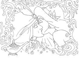 Aladdin Jasmine Kiss Disney Coloring Pages Colorful Pictures Art