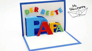 Dann klappt ihr das blatt wieder auf und faltet die kurze seite bei etwa 1/4 des blattes. Pop Up Karte Basteln Zum Vatertag Vatertagsgeschenke Basteln Youtube