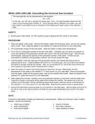 The ideal gas law, also called the general gas equation, is the equation of state of a hypothetical ideal gas. Ideal Gas Law Lab