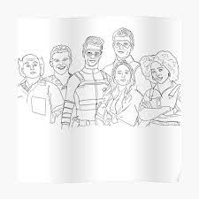 In the story, the title character spots a red bird, a yellow duck, a blue horse, a green frog, a purple cat, a white dog, a black sh. Sketch Of Cast Of Henry Danger Poster By Laibashaikh Redbubble