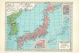 1954 Atlas Map Page – Japan and Korea map – Green Basics Inc