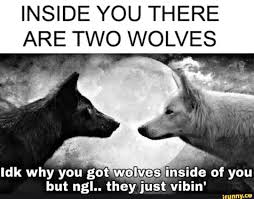 Inside You There Are Two Wolves Idk Why You Got Wolves Insicie Of You But Ngl They Just Vibin Ifunny Funny Star Wars Memes Two Wolves Wolf Meme