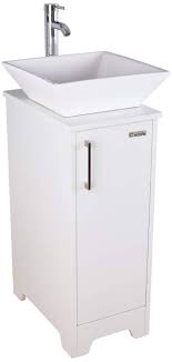 Modern white vanity, sink and toilet unit. Amazon Com Eclife 14 Bathroom Vanity And Sink Combo White Small Vanity Ceramic Vessel Sink 1 5 Gpm Water Save Faucet Solid Brass Pop Up Drain A07b08w Kitchen Dining