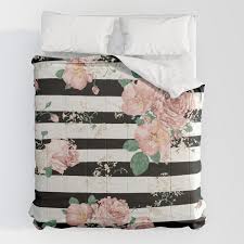 Shop 800 top floral comforter sets and earn cash back all in one place. Vintage Floral Roses Black And White Stripes Comforters By Marilenaxiari Society6