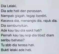 Ego lelaki itu lumrah, tapi ia boleh dikawal. Yanaaa On Twitter Dia Lelaki Dia Ada Hati Dan Perasaan Maaf Http T Co Chyjdrowib