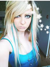 One common use of blonde in scene hair is to completely bleach the natural color out of the hair. Blonde Blue Emo Scene Hair Style For Girls Bibi Barbaric Scene Girl From Germany