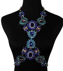 Statement Flower Body Chain Blue Green By Carnivalstudioswim Body Chain Body Necklace Fashion