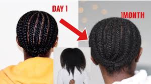 Tight braids cause too much tension on your hair, which would be counterproductive if your ultimate goal is growth. Taking Down 1 Month Old Cornrows 3 Months Hair Growth Challenge Youtube
