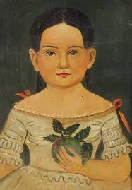 Girl in White Dress Folk Art Portrait