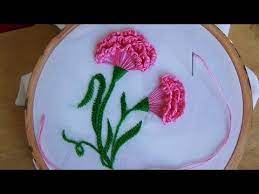 Hand Embroidery Carnation Flower Hand Embroidery Flowers Hand Embroidery Designs Hand Embroidery Tutorial
