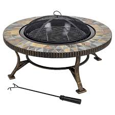 Cafe concrete garden wall block (120 pcs. Olivia Slate Top Fire Pit With Cooking Grid Pleasant Hearth Target