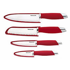 Kitchenaid Gourmet 4piece Ceramic Chef Knife Set With Sheathes Red Amazon Best Buy Chef Knife Set Knife Global Knife Set