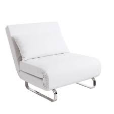Soft Faux Leather Chair Converts Into A Single Guest Bed Simply Unfold The Chair Seat And Hidden Supp Faux Leather Chair Modern Sofa Bed White Leather Chair