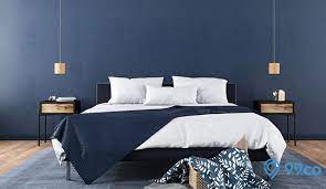 Cermin hiasan dinding kayu jati; 8 Inspirasi Cat Kamar Warna Biru Terbaik Bikin Kamar Makin Elegan