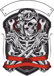  Skull Mechanic Print Seni Tengkorak Tato Burung Hantu Ide Tato