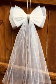 Set Of 10 Wedding Pew Bows White Tulle Pew Bow Aisle Decor Etsy Pew Bows Wedding Tulle Pew Bows Bridal Shower Chair Decoration