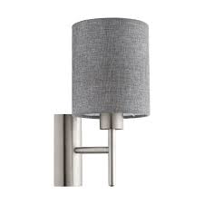 Its not too shiny and has a softer look that fits many modern interior Pasteri Single Wall Light In Satin Nickel With Linen Grey Shade 96373 Lighting From The Home Lighting Centre Uk
