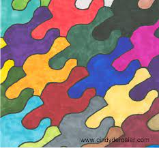 Draw a line from the top corner to corner. Cindy Derosier My Creative Life Tessellation Art