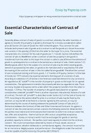 4) sale under voidable contract; Essential Characteristics Of Contract Of Sale Essay Example
