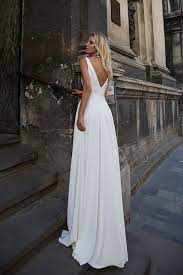 Simple Elegant Chiffon Wedding Gown Plain Wedding Dress Long Bridal Gown Chiffon Wedding Gowns