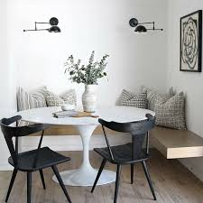 The classic color palette benefits from pops of gold accents and a light wood pedestal table. Hair Love Nbsp Style Nbsp Beautiful Nbsp Makeup Skincare Nails Beauty Eyemakeup Style Eyes Mode Dining Room Small Dining Room Design Dining Nook