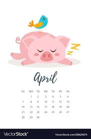 April 2019 Year Calendar Page Vector Image On Vectorstock Calendar Pages Cute Calendar Calendar Wallpaper