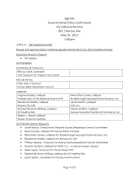Agenda Governmental Ethics Commission Via Videoconference 901 S Kansas Ave  May 24, 2023 1:00 pm
