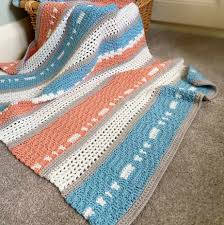 Personalized baby gifts like personalized baby blankets make a memorable impression. Modern Crochet Blanket For Babies Peaches And Teal Pattern Hanjan Crochet