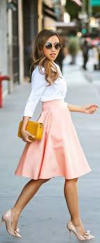 Stlye Me Hip Pink Chic High Waist Skirt With White Top Spring Street Outfits Spring Work Outfits Work Outfits Women Fashion