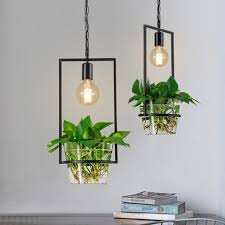 Hanging Plant Box Frame Pendant Light 60w Cage Ceiling Light Diy Pendant Light Frame Pendant Light Plant Lighting