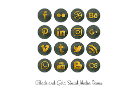 Download Black And Gold Social Media Icons Graphic By Anjana Designs Creative Fabrica Yellowimages Mockups