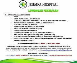 Lowongan kerja satpam rumah sakit. Loker Bireuen Lowongan Pekerjaan Satpam Security Rs Facebook
