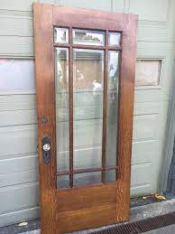 36x80 Antique Oak Beveled Glass Townhouse Style Entry Door Refinished Ebay Beveled Glass Glass Entrance Doors Entry Doors