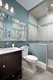 While the process of tiling is not that hard to do, choosing a good color combination and. Bathroom Ideas Clever Bathroom Design Ideas I Am Loving The Oversized Mirror That Run F Guest Bathroom Remodel Small Bathroom Remodel Bathroom Remodel Master
