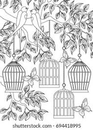 Supercoloring.com is a super fun for all ages: Bird Cage Coloring Book Page Stock Vector Royalty Free 694418995