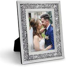 This beautiful glass photo frame is the perfect way to display your pictures. Afuly Silver Picture Frame 4x6 Sparkle Crystal Diamond Photo Frame For Couples Bling Gifts For Mother S Day Glitter Decorations For Room Amazon Ca Home