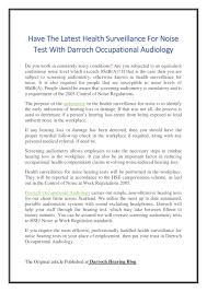 Ppt Have The Latest Health Surveillance For Noise Test With Darroch Occupational Audiology Powerpoint Presentation Id 7736102