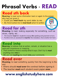 English Phrasal Verbs With Read Definitions And Examples English Study Here English Study English Writing Skills German Language Learning