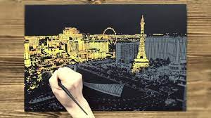 Rainbow scratch painting, handmade scratch paper scratch and sketch paper city night view craft kits with 3 tools (8pack） (american/european style). Scratch Painting Speed Art Youtube